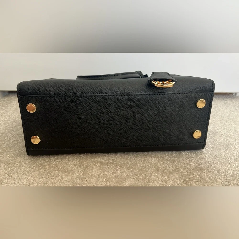 Michael Kors Dillon Black Leather Satchel - Picture 2 of 11